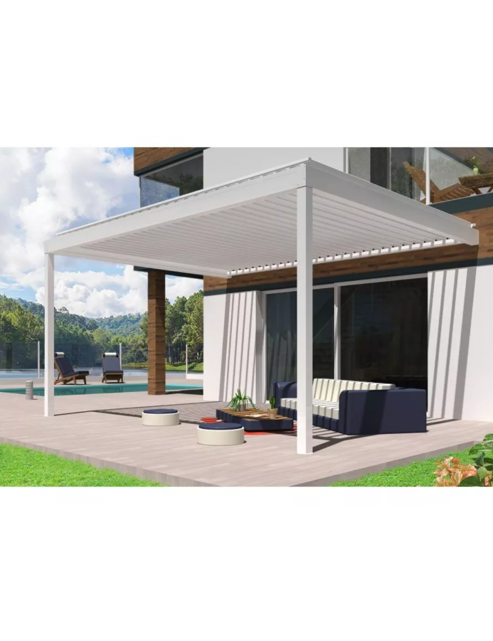 pergola à lames types Horizon 2 perpendiculaire