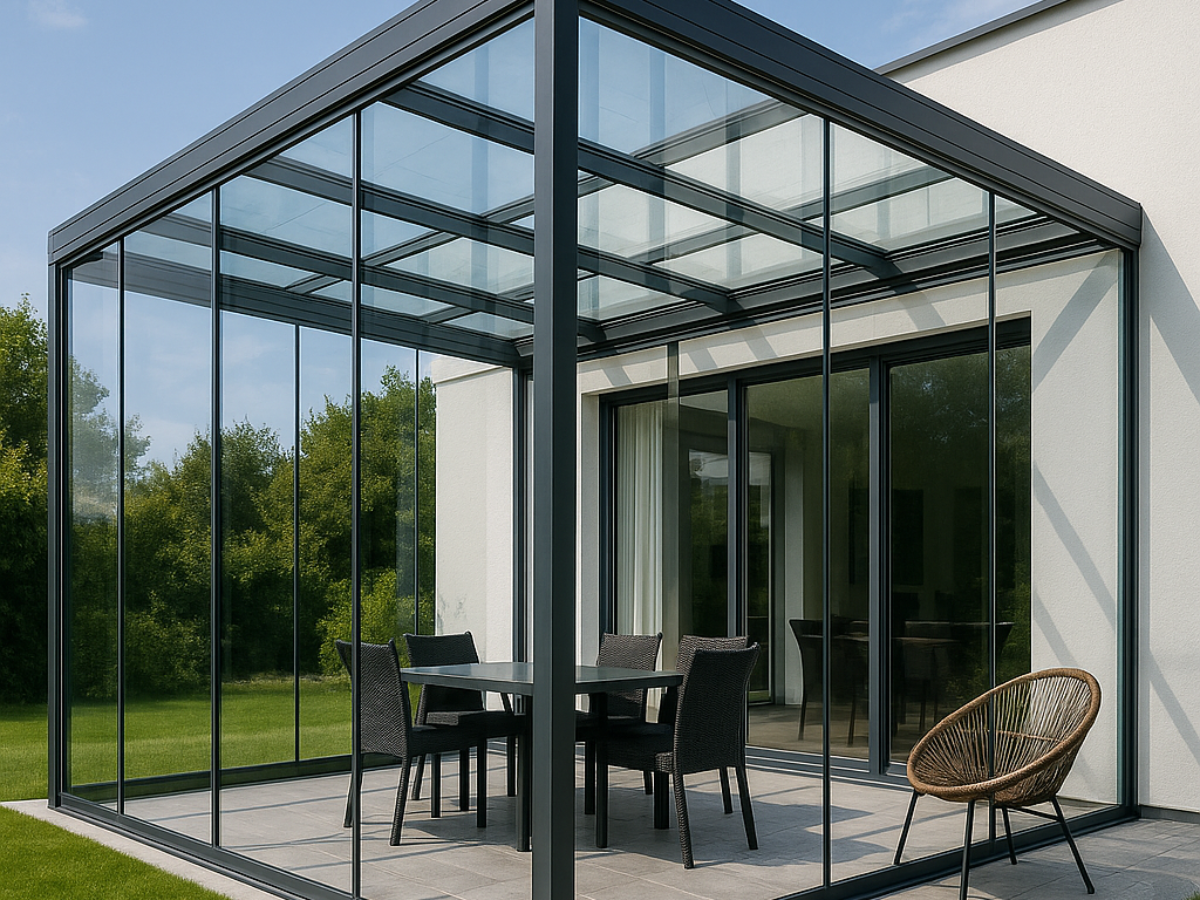 Véranda toit verrière panoramique – Vue Imprenable et Confort | habitat.com